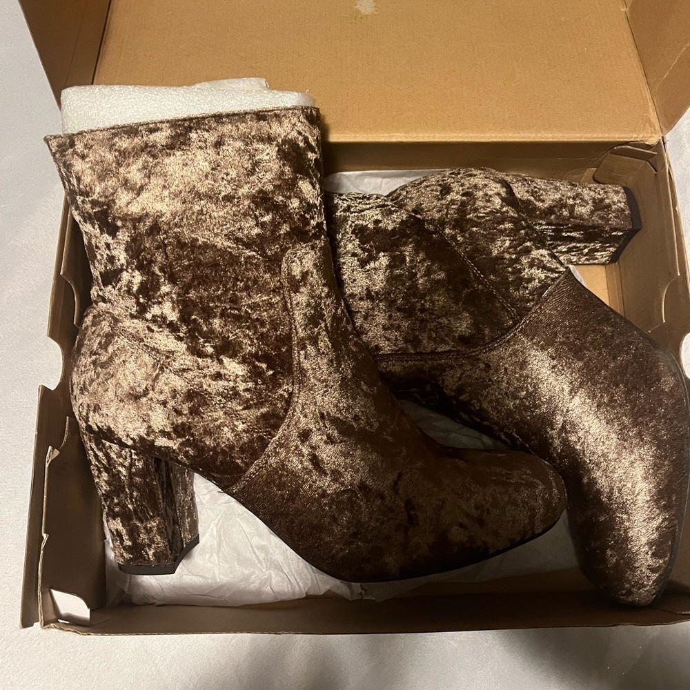 Torrid Brown Velvet Ankle Boots